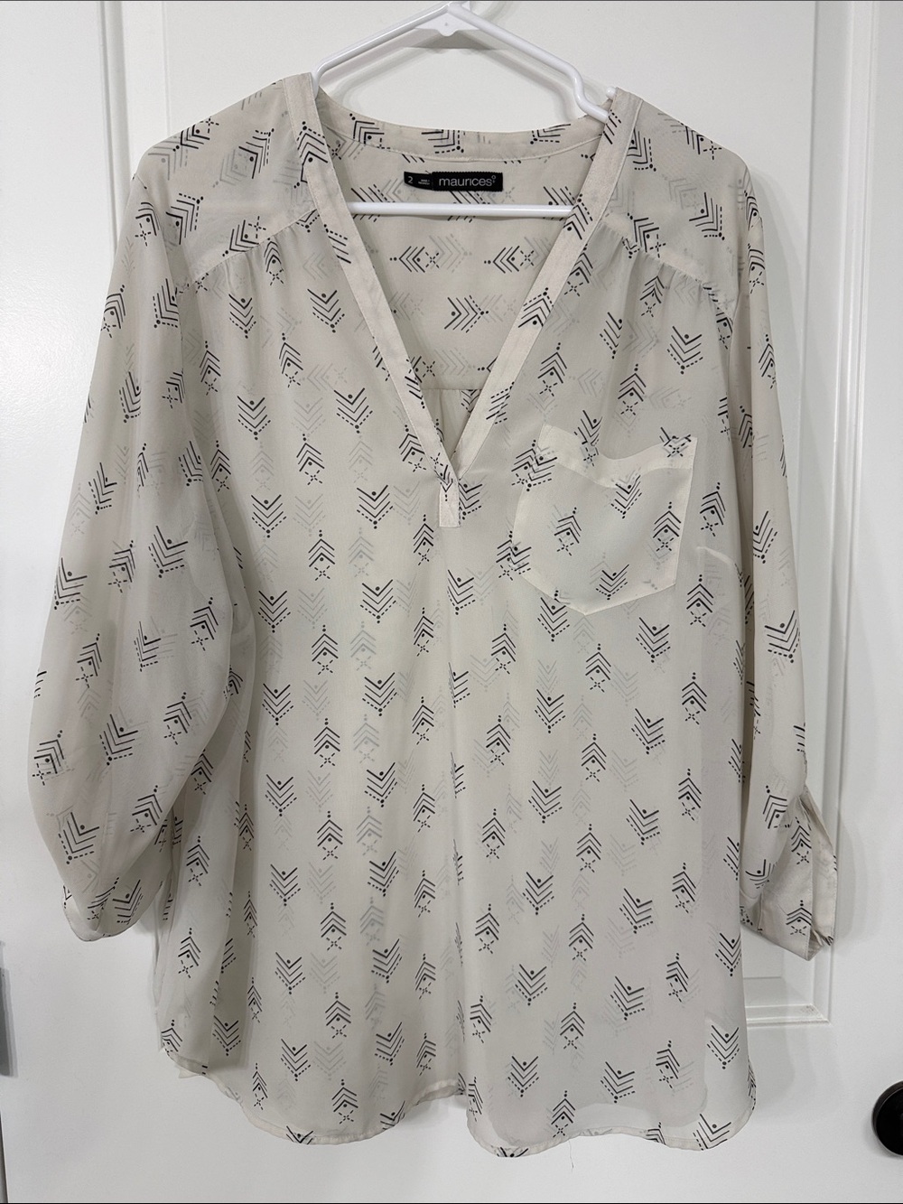 Maurices Blouse with Black Geometric Print